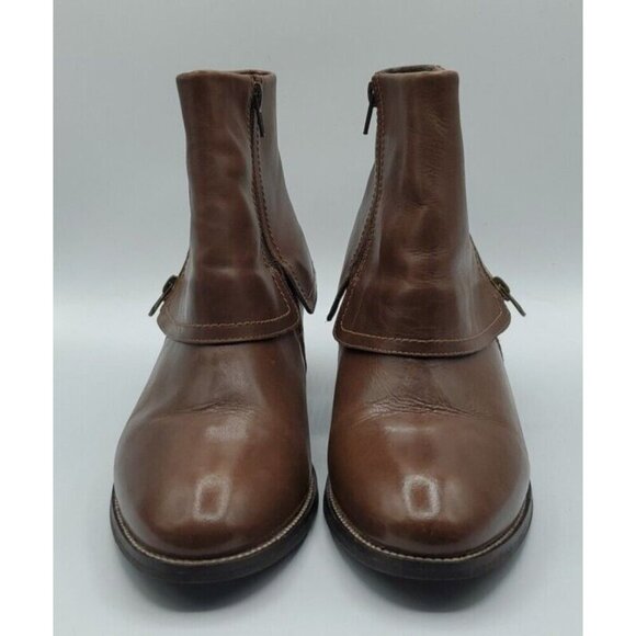 Aquelino Masiero Brazil Brown Ankle Boot Fold Over Inside Outside Zip Size 42 - Picture 2 of 13